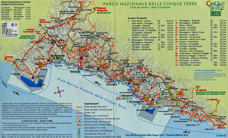 kaart van de vijf Cinque Terredorpen