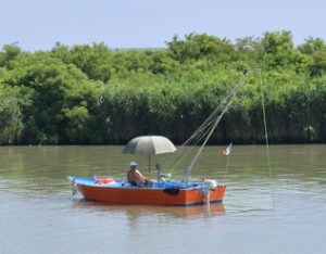 even rustig vissen op de Po-delta